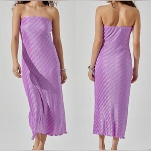 ASTR Plisse Tube Midi Dress Lavender- Sz Small- NWT